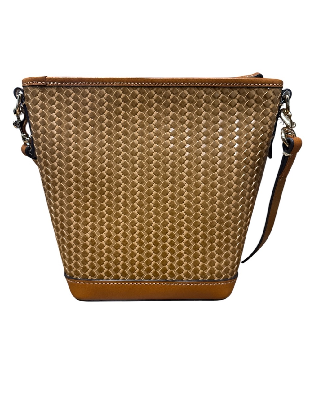 Dooney & Bourke Cognac Brown Woven Leather Crossbody - Picture 2 of 9